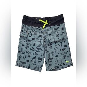 REI Size M, 10/12, Black and Grey Geometric Print Board Shorts Swim Trunks